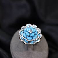 Ensemble de fleurs synthétiques bleu lapis-lavande et pivoine - Aiguille en argent S925 - Luxe, petite taille, tendance, fleurs élégantes