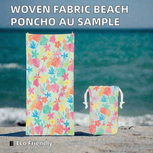 AU Printed Adult Eco-Friendly Recycled Polyester Woven Fabric Beach <b>Poncho</b> - Product Image 2