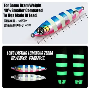 Jigging Pro Fishing Jig Lure Pesca 40g 60g Saltwater Luminous Casting Tungsten Jig Lure For Trevally Sinking Fishing Lure