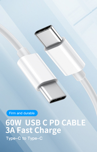 Venta caliente Pd 60W Cable de carga rápida Tipo <span class=keywords><strong>C</strong></span> a Tipo <span class=keywords><strong>C</strong></span> Cargador para computadora portátil Cable de datos de plomo de carga rápida - Product Image 2