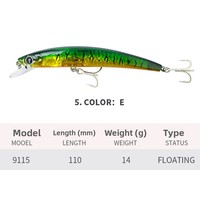 Leurre flottant artificiel Minnow 11cm/14g en acier inoxydable avec hameçons pour pêche en mer longue distance, modèle bionique A9115