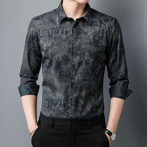 Chemise en coton à carreaux pour homme, manches longues, col rabattu, boutonnée, tricotée, vêtement décontracté - Product Image 1