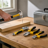 Kit d'outils ménagers 98 pièces avec mallette moulée par soufflage pour réparation domestique, comprenant clé à douille, tournevis, marteau, pinces, outils de mécanique OEM