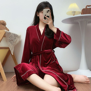 Sexy Design Winter Bathrobe Ladies Long-sleeve <strong>Velour</strong> Material Women's Sleepwear Thickness Robe Hoodie <strong>Dressing</strong> <strong>Gown</strong> - Product Image 2