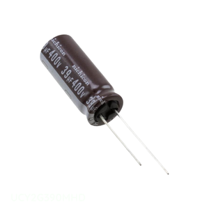 Condensateur radial traversant UCY2G390MHD, 39 µF, 20 %, 400 V, en aluminium, à montage sur circuit imprimé - Product Image 1