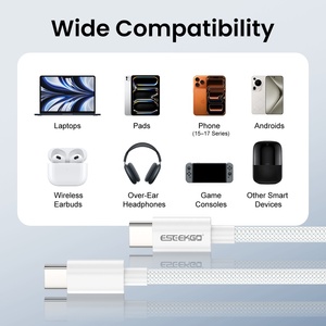 Cable ESEEKGO G-311C de 3 Metros, Tipo-C a Tipo-C, Trenzado de Nailon, Carga Rápida de 6A para Teléfonos Móviles Android/iOS, Cámara, Cobre Puro - Product Image 2