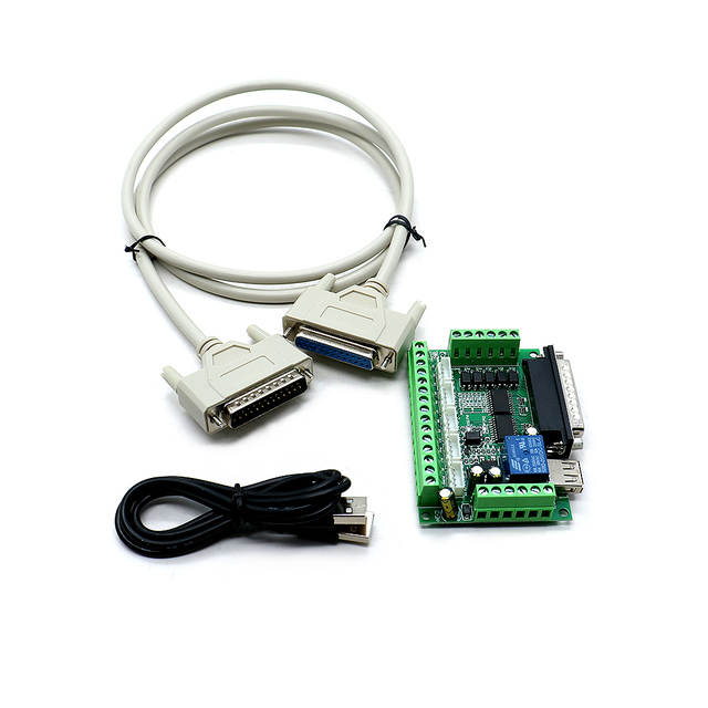 HLTNC 6 Axis Mach3 CNC Interface Board DB25 Parallel Port Breakout Board with USB & LPT Cable for CNC Router Engraving