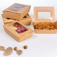 Boîtes à emporter en papier kraft naturel écologique jetables avec revêtement mat pour salades, sandwichs, pâtisseries, sushis et nouilles