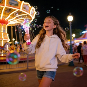 Varita de Burbujas con Luz de Neón Ishine de 12.8 Pulgadas, 10 Orificios, Soplador de Burbujas Automático, Portátil, Diversión al Aire Libre, Regalos, Fiesta Infantil, Burbujas LED - Product Image 3