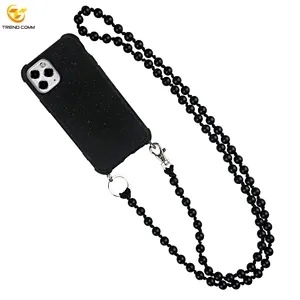 2024 madera de ébano negro 11 Pro Real 100% Bio funda de teléfono hecha a mano collar de cuentas cadena funda de teléfono