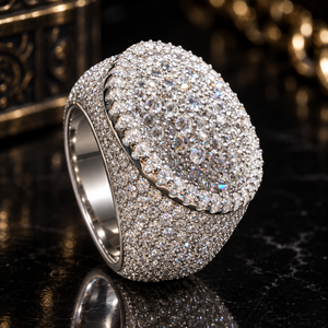 Bague Hip Hop en Moissanite CVD de Haute Qualité, Coupe Ronde, Testée au Diamant, en Argent 925, Bague Chevalière Diamantée, Bijoux Fins pour Hommes - Product Image 1