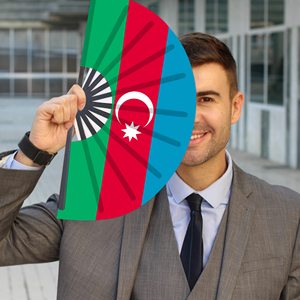 Abanicos Plegables de Bambú con la Bandera de Azerbaiyán al por Mayor, Abanico de Mano para Carnaval, Boda, Festival, Fiesta, Agencia de Viajes - Product Image 3