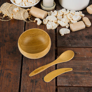 Mini Pelle en Bois Naturel Spatule à Crème en Bambou Cuillère Faciale <span class=keywords><strong>pour</strong></span> Application de Cosmétiques et de Masques - Product Image 1