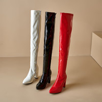 Bottes hautes sexy pour femmes, hiver 2023, chaussures à fermeture éclair tendance pour robe de soirée, talons hauts élégants, bottes au-dessus du genou, taille 46