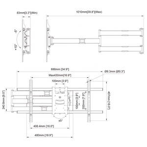 Top Bán Phổ Cánh Tay Dài 55 <span class=keywords><strong>TV</strong></span> Tường Gắn Kết Với Nghiêng - Product Image 4