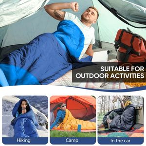 Saco de Dormir Tipo Momia para Adultos, para Acampar al Aire Libre, Transpirable, de Poliéster, para 3 Estaciones, Longitud Estándar, Incluye Bolsa con Cordón - Product Image 3