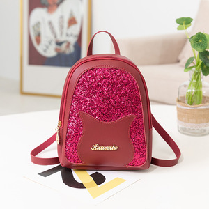 Nuova moda da donna con paillettes piccola borsa a tracolla splendente zaino in piuma per studenti - Product Image 3
