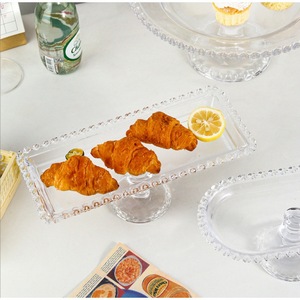 Nordique écologique luxe Transparent <span class=keywords><strong>verre</strong></span> gâteau Dessert fruits plateau dîner assiette plats - Product Image 1