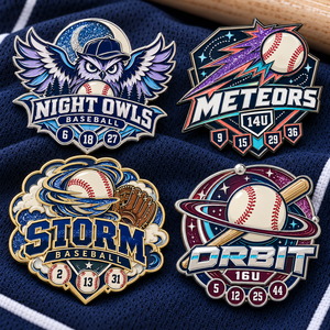 Maßgefertigter Baseball-Pin mit Nachtölfen, Meteoren, Sturm- und Orbit-Motiven, Glitzer, 3D-Emaille, Jersey-Nummer, Großhandel - Product Image 1