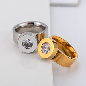 แหวนเพทายทรงเรขาคณิต แบบยูนิเซ็กส์ ขอบประดับทอง เงิน สีทอง สีเงิน เครื่องประดับแฟชั่น ของขวัญ - Product Image 2