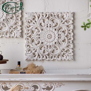 Panneau mural en relief de style français, motif floral, décoration blanche pour la maison, art mural pour entrée et salon - Product Image 3