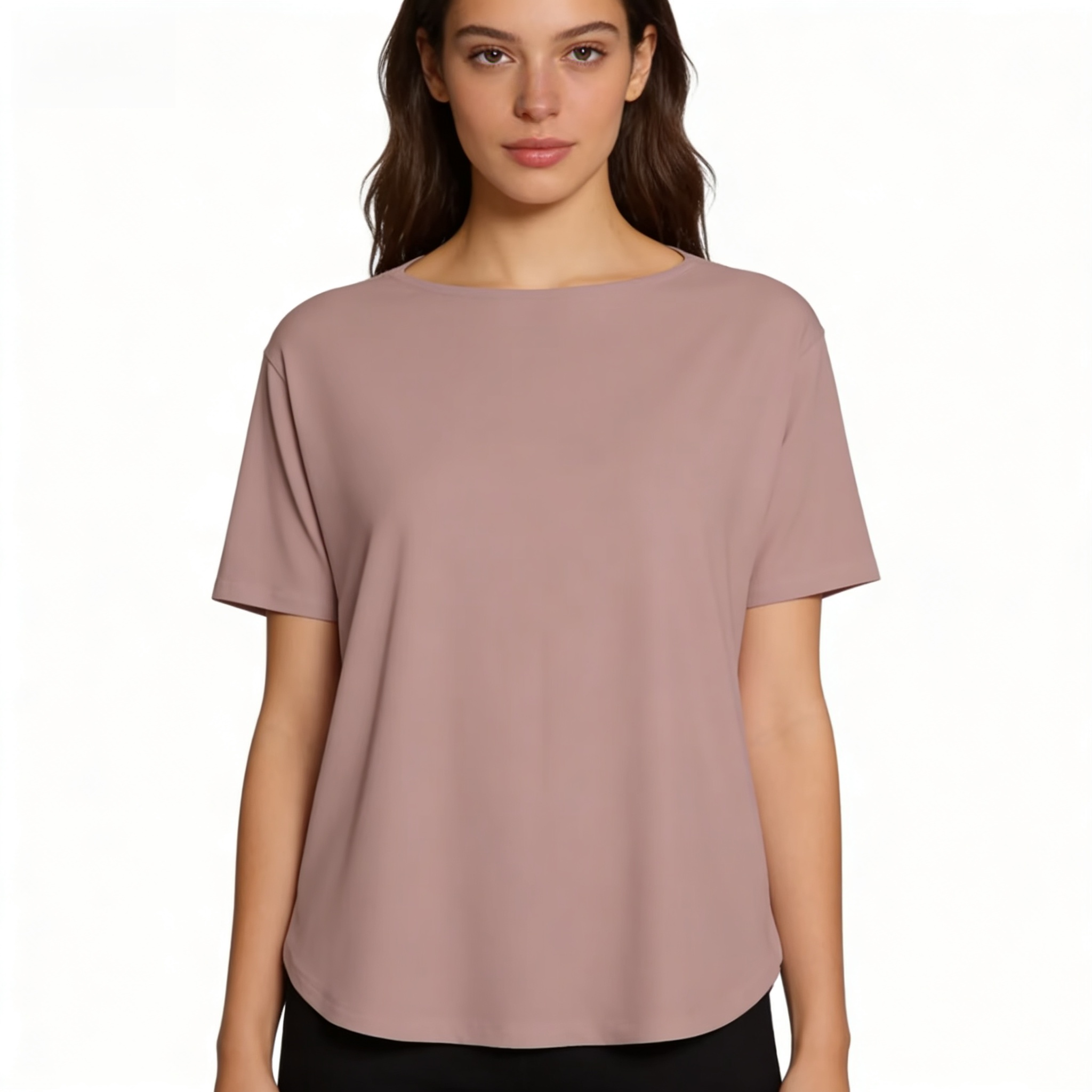 Women's Summer Knitted Breathable Quick Dry Casual Cotton Round Neck Loose Short Sleeved Yoga Cover-Up Shirt