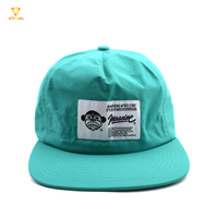 Casquette de camping en nylon respirant et imperméable, cinq panneaux, couleur turquoise, en popeline Dobby Oxford personnalisée pour le sport