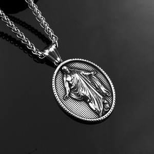 Collar con colgante de acero inoxidable yunnique para hombre, diseño de santo griego antiguo, cadena con dije ovalado, accesorio de moda - Product Image 4