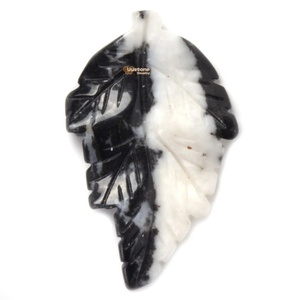 จี้รูปใบไม้แกะสลักจากหินธรรมชาติลายม้าลายคุณภาพพรีเมียม สำหรับทำเครื่องประดับผู้หญิง - Product Image 5