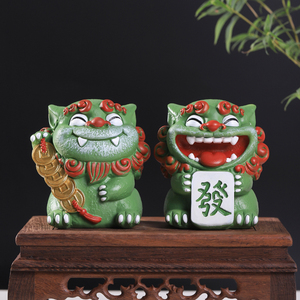 2 Paires de Lions du Vent en Résine Feng Shui de <span class=keywords><strong>3</strong></span>,5 Pouces, Ornements Porte-Bonheur pour la Maison, <span class=keywords><strong>le</strong></span> Bureau ou les Étagères, Cadeau Traditionnel Chinois - Product Image 1