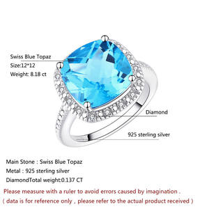 Bague de fiançailles et de mariage simple en argent 925 avec pierres précieuses incrustées, style vintage italien, pour femme - Product Image 4