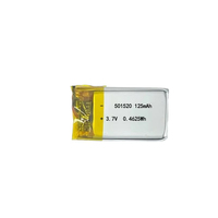 Paket Baterai Lipo Polimer Tipis Ultra Khusus 501520 3.7V 125mAh 1S untuk Pena Stylus Pintar