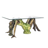 Sculpture en bronze de haute qualité d'une belle femme, modèle de table basse moderne, art métallique grandeur nature, logo personnalisé, placage