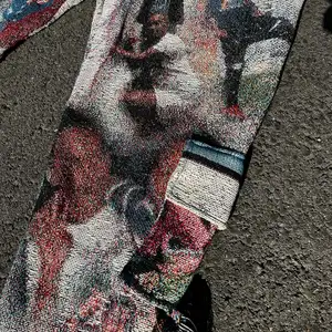 Calças de tapeçaria de alta qualidade personalizadas com bolsos calças de tapeçaria de tecido jacquard High Street