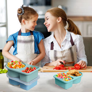 Recipientes de Silicona Reutilizables para Snacks con Tapas, Recipientes para Snacks con Doble Compartimento, Cajas Pequeñas para Snacks para Viajar - Product Image 4