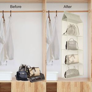 Organisateur de placard mural multifonctionnel en tissu beige, résistant à la poussière, à 5 niveaux, pliable et flexible, personnalisé en usine - Product Image 4