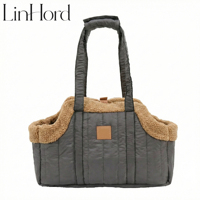 Sac de transport pour animaux de compagnie avec logo personnalisé, doublure en polyester et coton, panier avant portable pour vélo, pour chiens, chats, chiots, réutilisable