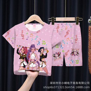 <span class=keywords><strong>Pijamas</strong></span> <span class=keywords><strong>de</strong></span> Dibujos Animados para Niños, Conjunto <span class=keywords><strong>de</strong></span> Pantalones Cortos <span class=keywords><strong>de</strong></span> Manga Corta, Poliéster Fino, Ropa <span class=keywords><strong>de</strong></span> Dormir para Niñas, Ropa <span class=keywords><strong>de</strong></span> Casa para Verano - Product Image 4