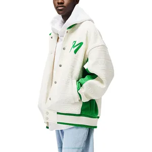 YALI дизайн на заказ спортивный белый пустой унисекс оверсайз жаккардовый толстый бейсбольный мужской университетский пиджак