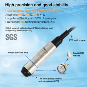 ステンレス鋼圧力センサー＆水位トランスミッター 4-20mA IP68 液体タンク、プール、燃料油、下水用 - Product Image 5