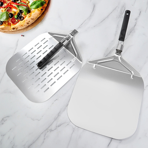 Paleta de Pizza de Metal de acero inoxidable perforado, espátula negra para <span class=keywords><strong>horno</strong></span> de Pizza, mango plegable resistente al calor, <span class=keywords><strong>pala</strong></span> antiadherente para Pizza - Product Image 3