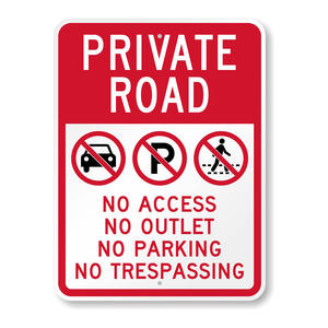 <span class=keywords><strong>Panneau</strong></span> en aluminium résistant aux intempéries haute visibilité 1mm 18 pouces <span class=keywords><strong>route</strong></span> privée sans intrusion panneaux d'avertissement carrés rouges - Product Image 5