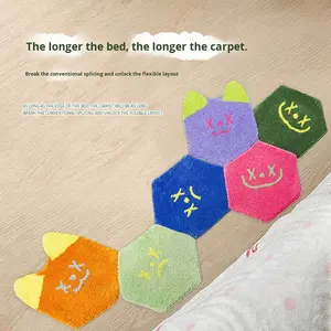 Tapis coloré en patchwork touffeté à effet floqué, motif extraterrestre, pour chambre d'enfant, chambre à coucher, couverture de chevet, tapis décoratif pour le sol - Product Image 3