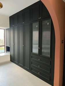 European Style Large Solid Wood <b>Wardrobe</b> Cloakroom Teak <b>Wardrobe</b> Drawers with Storage <b>Cabinets</b> Suitable for Family Cloakroom - Product Image 2