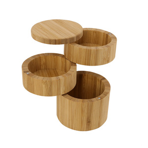 Three Layer Bamboo <b>Spice</b> <b>Jar</b> Set With Lids Stackable Condiment Storage For Kitchen Use - Product Image 1