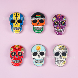 Halloween <b>Skull</b> Fridge Magnets Resin Magnetic Stickers <b>Decorative</b> Gift For Home Kitchen <b>Decoration</b> - Product Image 1