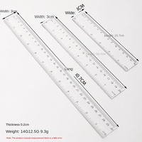 Règle pour étudiants en gros, 15 cm/20 cm/30 cm, plastique transparent, droite, impression bilatérale, pouces/cm, avec emballage indépendant