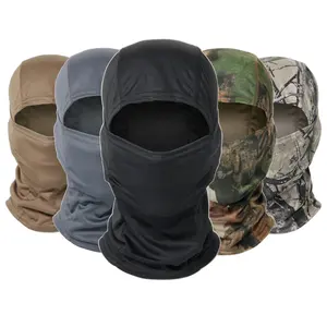 HotSale Outdoor Eco-friendly Polyester Brown Hiking Knitted Custom Logo Mens Facemask Snood Winter Hats Skimask Balaclava Beanie