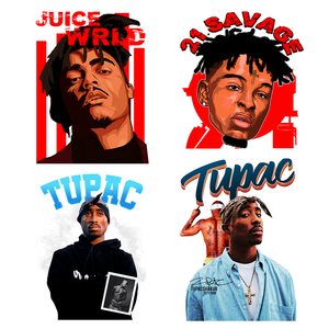 Transferts thermiques DTF pour T-shirts : Nouveaux designs de mode rappeur, vinyle de transfert thermique, logos personnalisés, motifs d'impression par transfert - Product Image 4