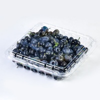 RESG didaur ulang 1LB kemasan blueberry buah kotak cangkang persegi plastik rPET hewan peliharaan wadah makanan buah bening